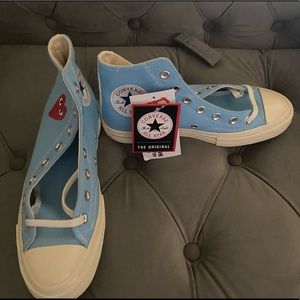 NWT Converse PLAY COMME des GARÇONS.     M6/W8 Light Blue with Red ♥️
